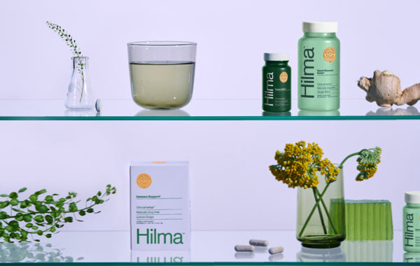Medicine cabinet containing hilma products and plants
