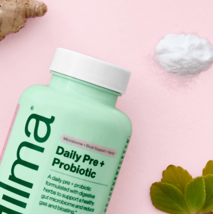 Daily Pre + Probiotic Bottle with Ingredients
