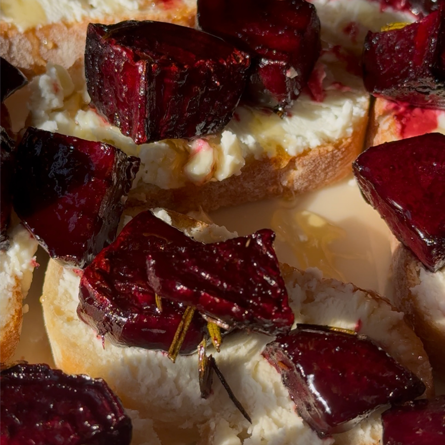 Roasted Beet & Goat Cheese Crostini