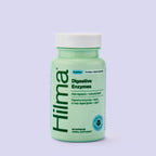 Bottle of Hima Digestive Enzymes supplement on a light purple background new