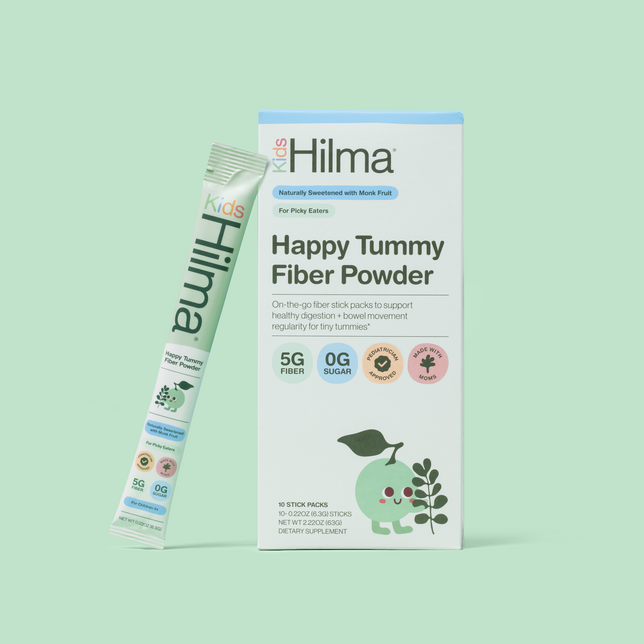 Hilma Happy tummy Fiber Powder 5G fiber 0G sugar pediatrician approved for healthy digestion and bowel regularity made with moms 