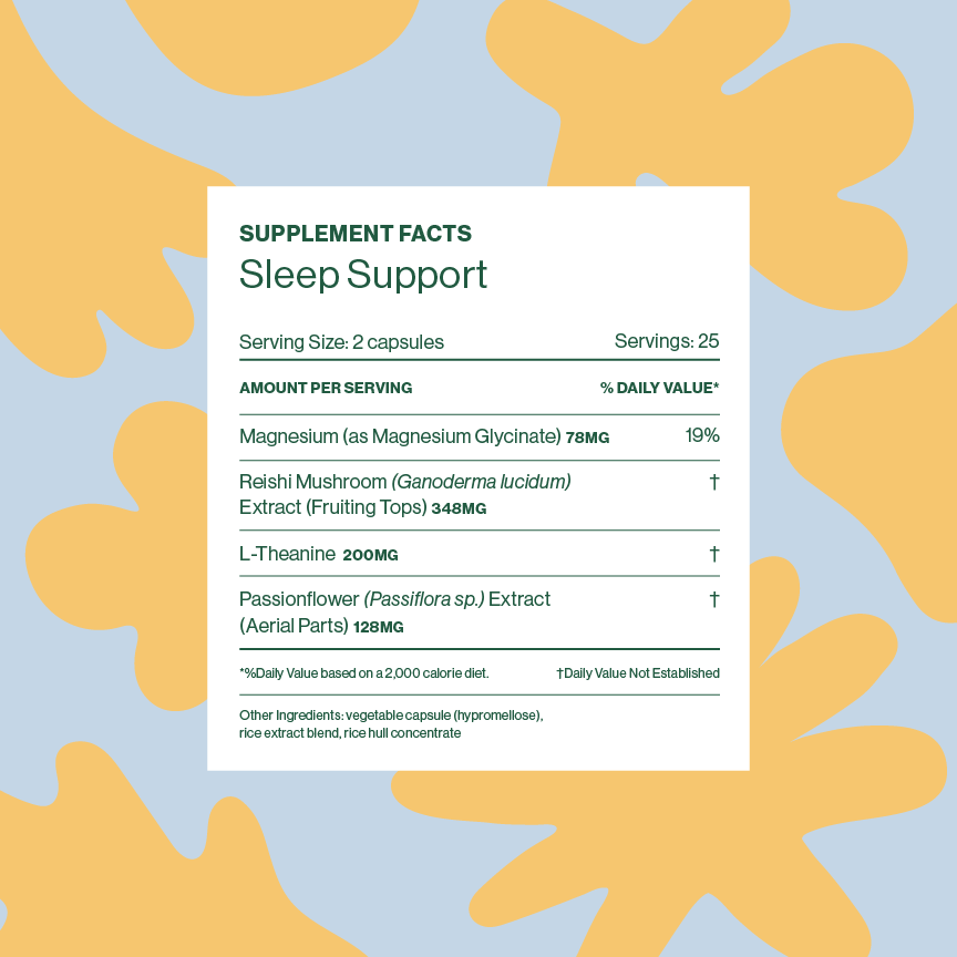 Sleep Support Supplement Facts Panel 
new