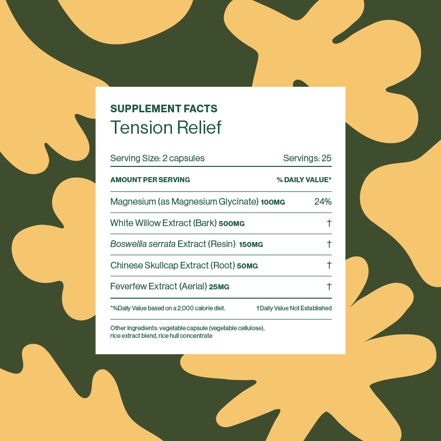 Tension Relief Supplement Facts Panel
new