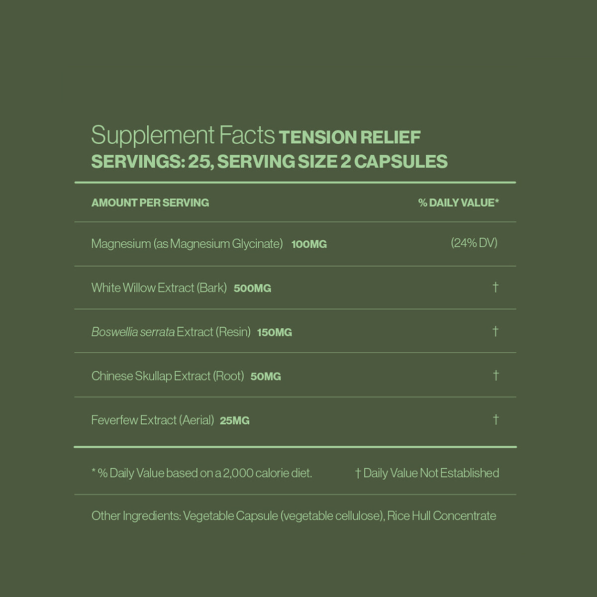 Hilma Tension Relief Supplement Facts Panel